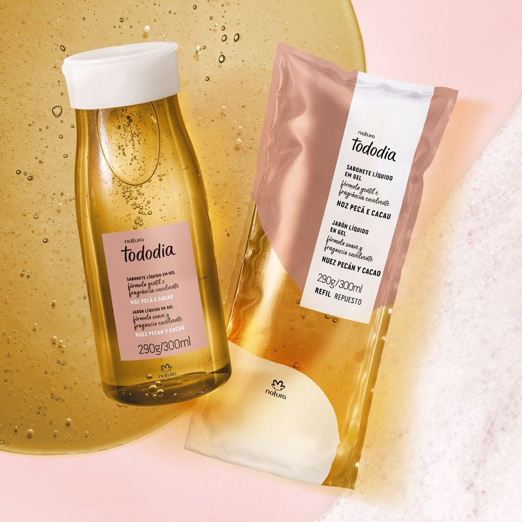 TODODIA NOZ PECÃ E CACAU Sabonete Líquido Kit (pote + refil)