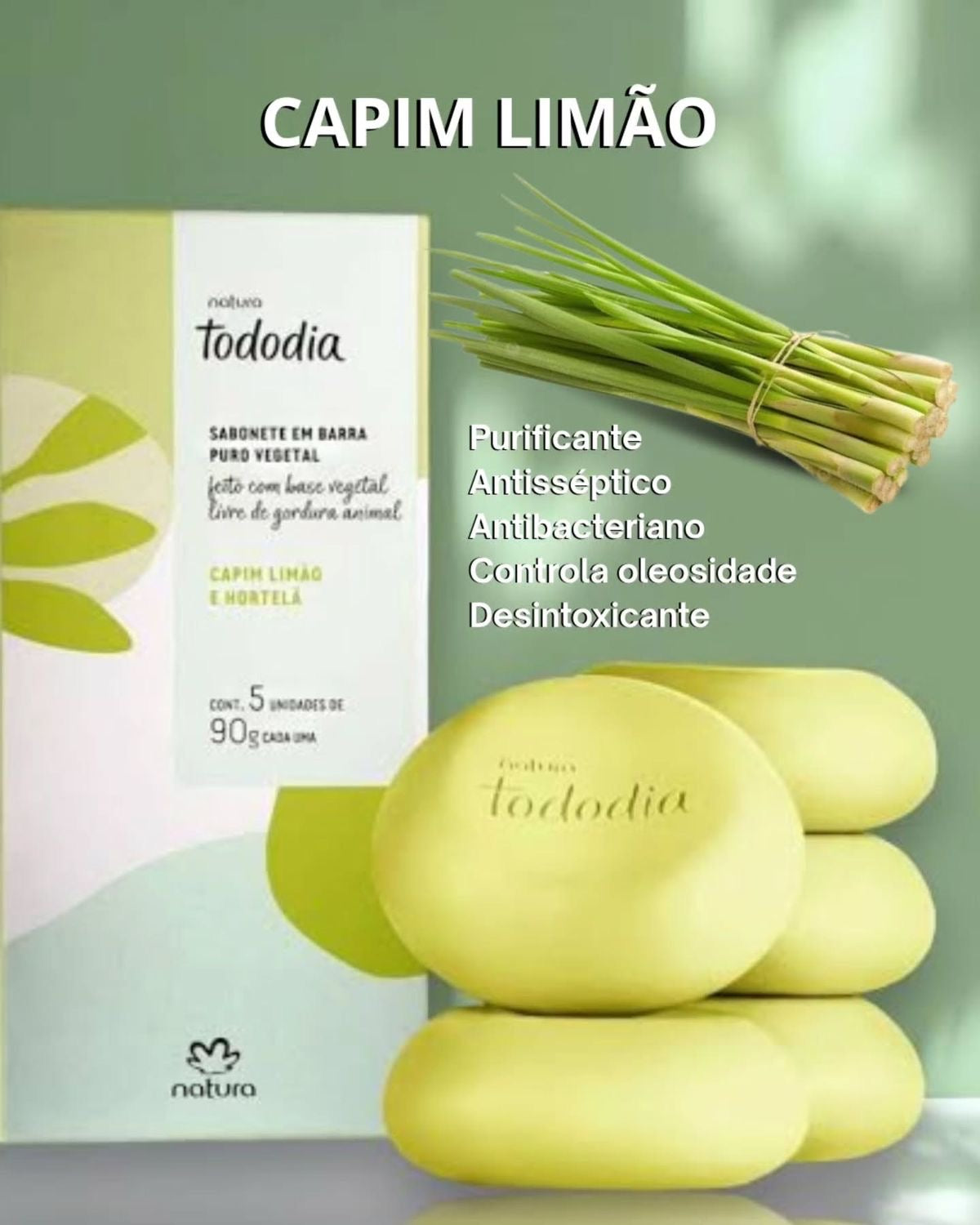 TODODIA CAPIM LIMÃO E HORTELÃ Sabonete corporal 5x90g