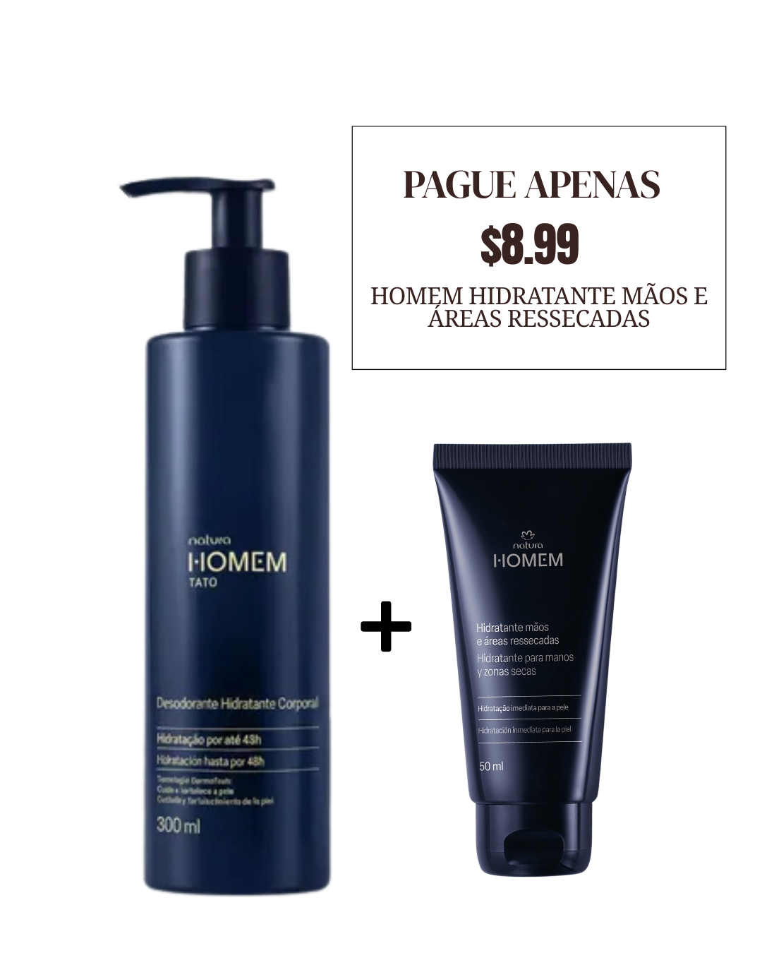 HOMEM TATO Body Cream 300ml + Hand and Dry Skin Cream 50ml Kit