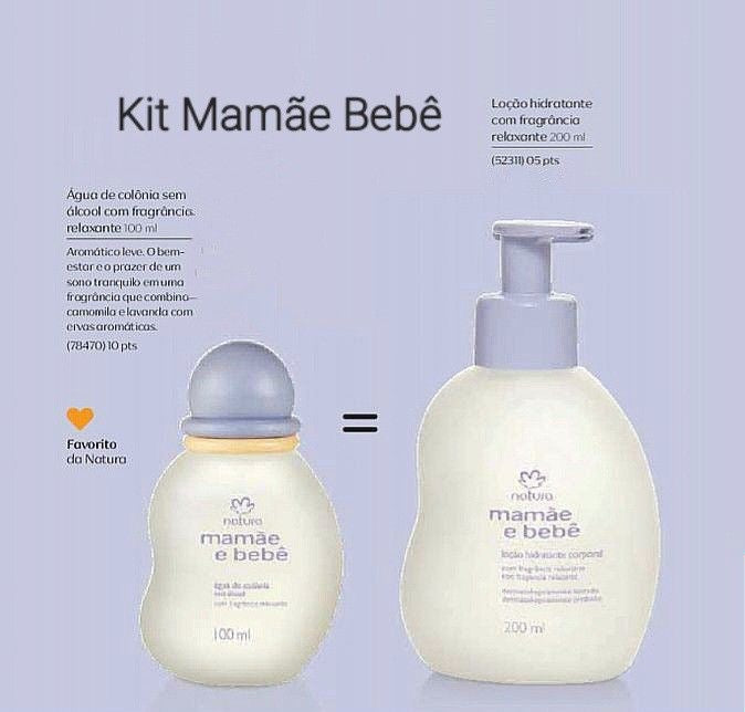 MAMÃE E BEBE KIT Relaxante Colônia 100ml + Hidratante 200ml