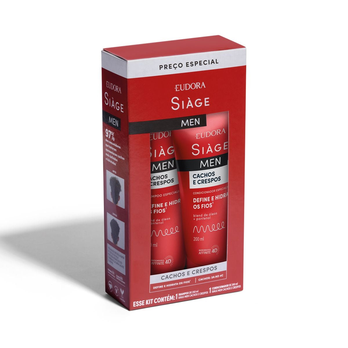 SIAGE MEN CACHOS E CRESPOS Kit Shampoo e Condicionador