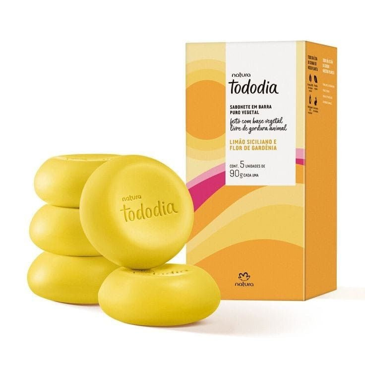 TODODIA LIMÃO SICILIANO E FLOR DE GARDÊNIA Sabonete corporal 5x90g