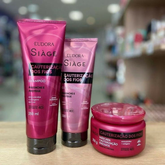 SIAGE CAUTERIZAÇÃO DOS FIOS Kit Shampoo + Condicionador + Mascara