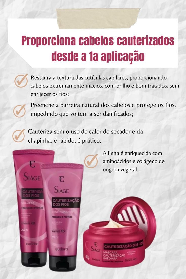 SIAGE HAIR CAUTERIZATION Kit Shampoo + Conditioner + Mask