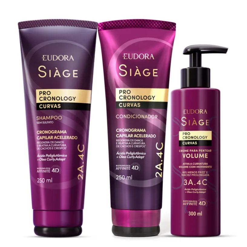 SIAGE PRO CRONOLOGY CURVAS Kit Shampoo + Conditioner + Styling Cream