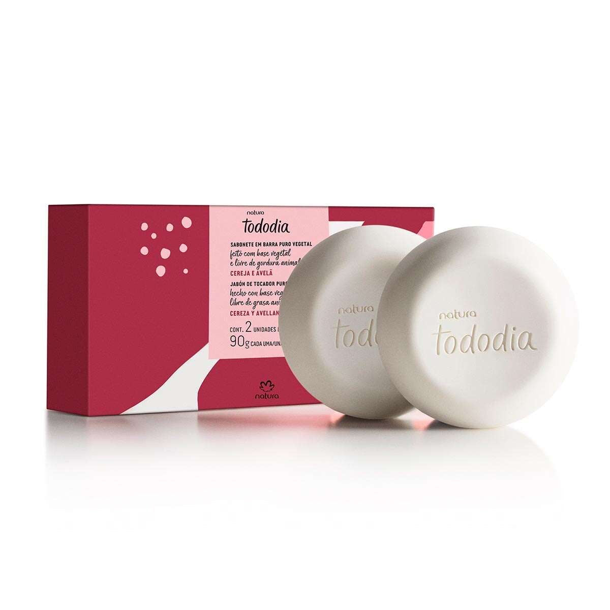 CEREJA E AVELÃ: KIT Óleo Bifásico Corporal 120ml + Caixa de Sabonete 2x90g