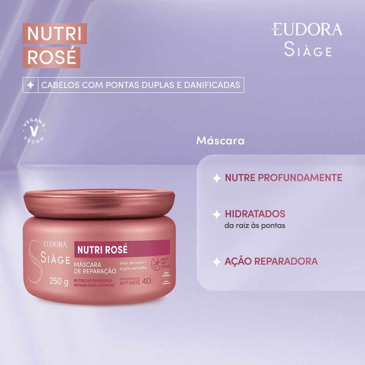 SIAGE NUTRI ROSE Máscara 250g (efeito anti-tesoura)