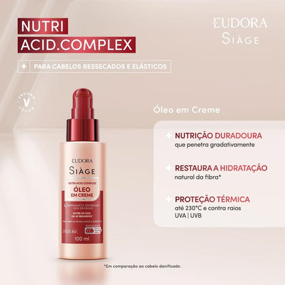 EUDORA SIAGE ÓLEO EM CREME: Leave-in + Tratamento Overnight 100ml