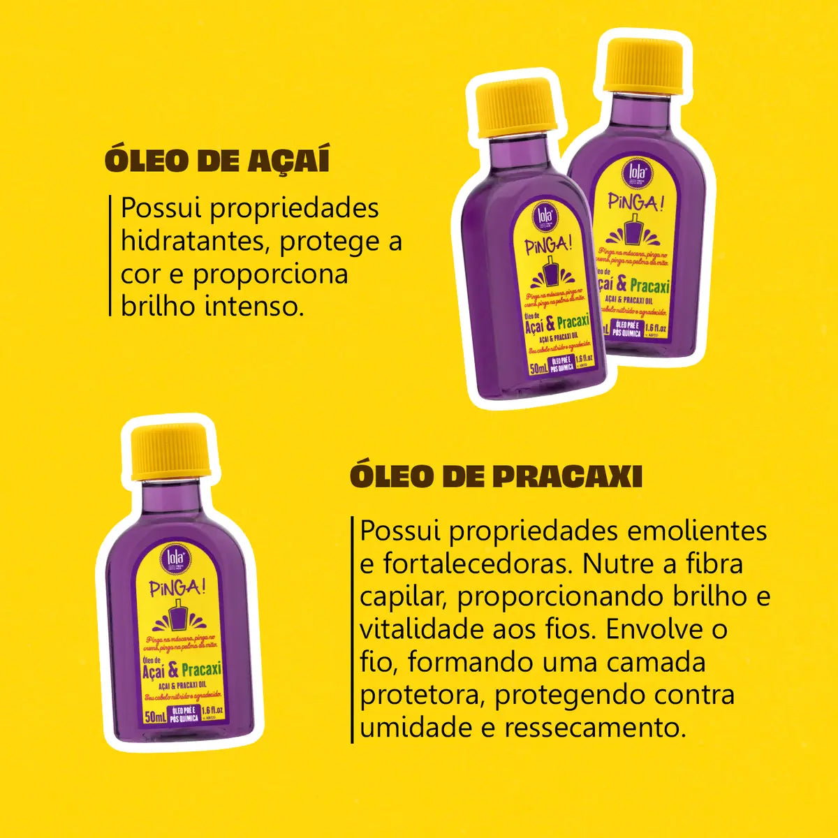 LOLA PINGA AÇAI & PRACAXI: Óleo Pré e Pós Química 50ml