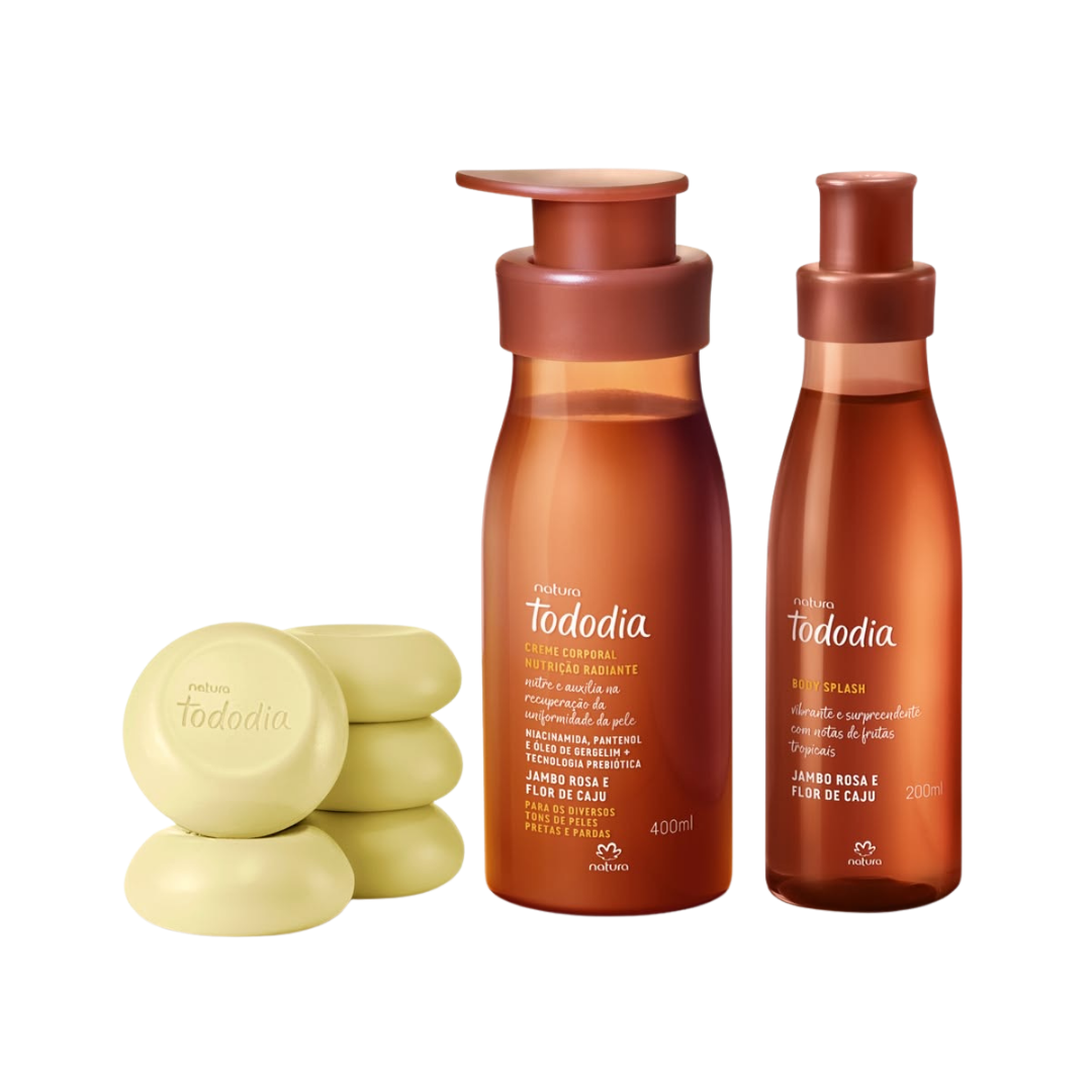 TODODIA PINK JAMBO AND CASHEW FLOWER Body Cream 400ml + Body Splash 200ml + Body Soap 5x90g