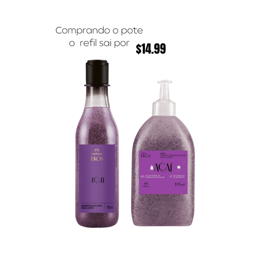 EKOS AÇAI Sabonete Líquido Esfoliante 185ml + Refil 185ml