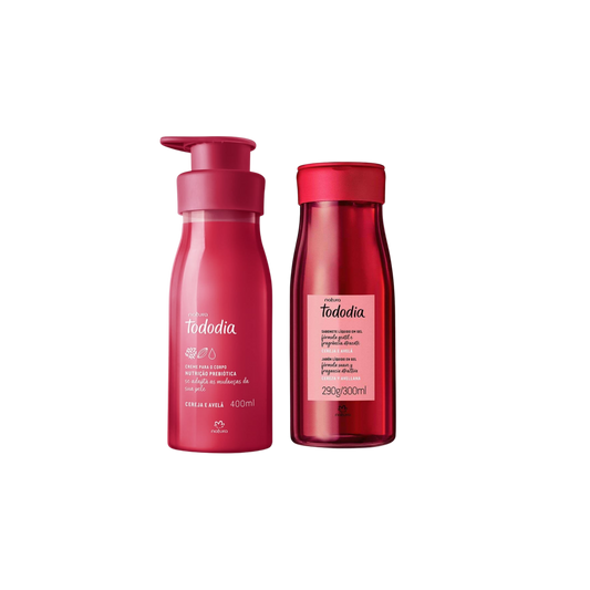 TODODIA CEREJA E AVELÃ Kit Creme Corporal + Sabonete liquido em gel