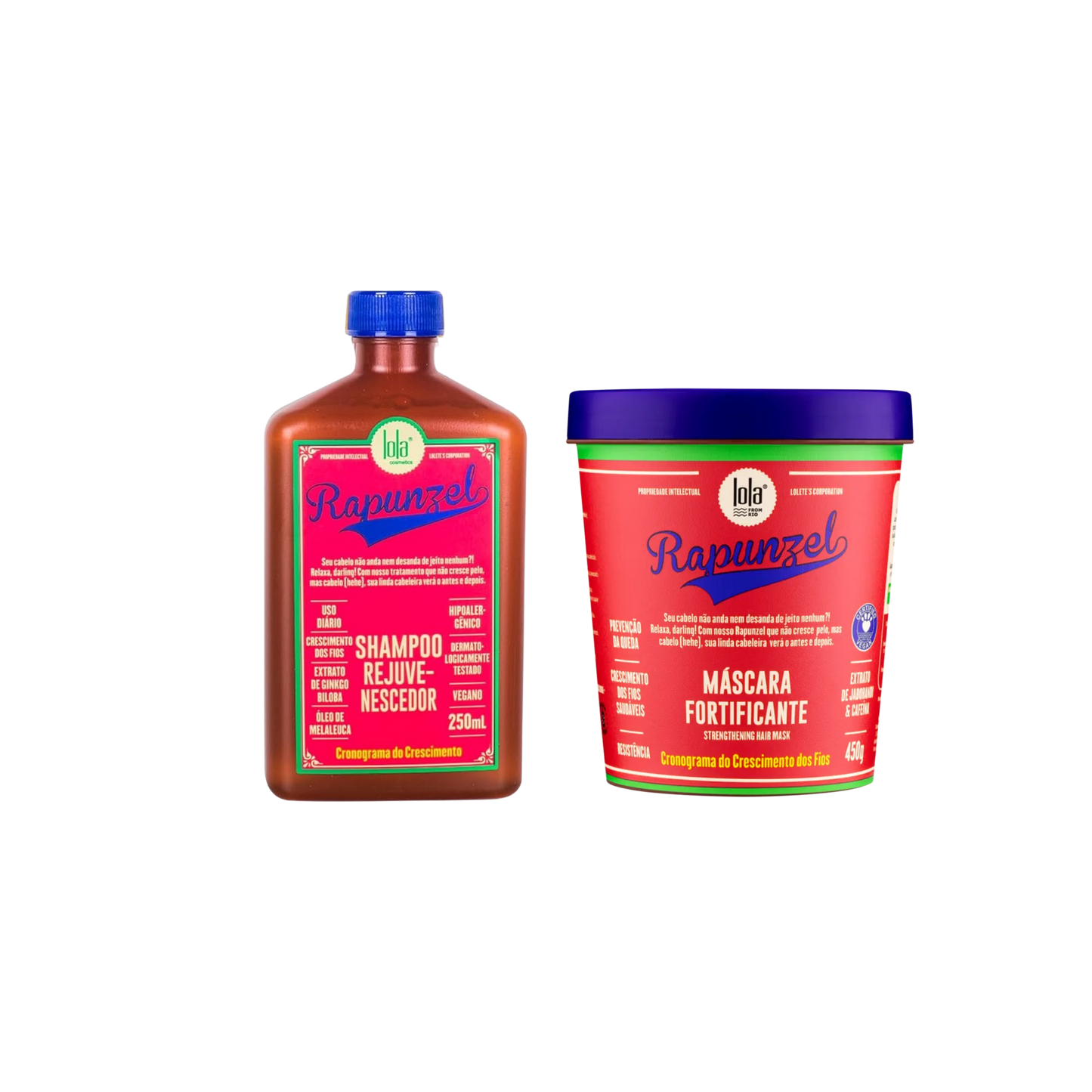 LOLA RAPUNZEL Kit: Shampoo Rejuvenescedor 250ml + Máscara Fortificante 450g